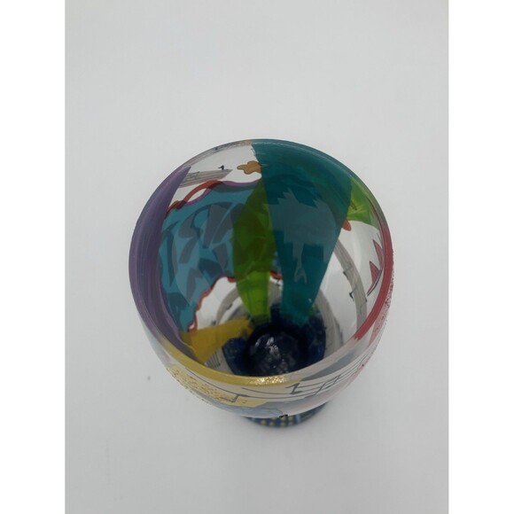 Vintage Pilsner Glass Decorated Phase”Party Animal”Music Notes & Cityscapes. - Picture 5 of 7